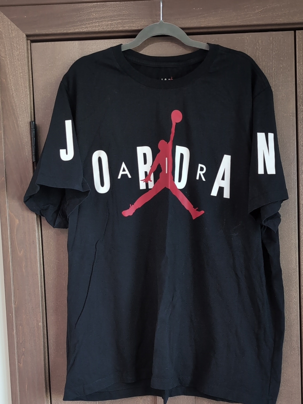 Jordan Black Short-Sleeve Tee with Red Jumpman and White Lettering
